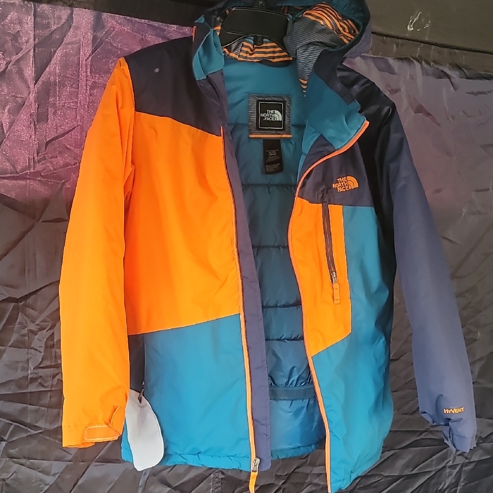 The North Face Men's Orange and Blue Ski Jacket